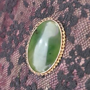 MFA Museum Fine Art Sterling Silver Jade Oval Brooch DX765